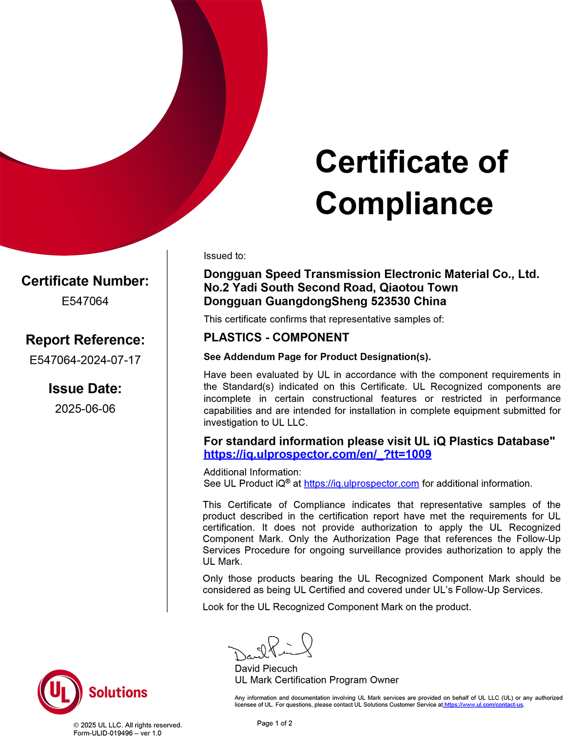 UL Certificate